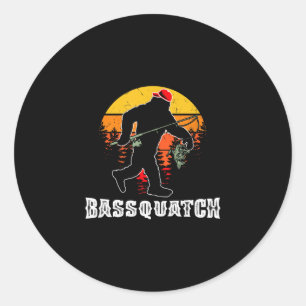 Sticker Rond Bassquatch drôle pêche au bass lac pêche à la lign