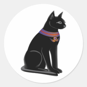 Sticker Rond Bastet, déesse chatte égyptienne