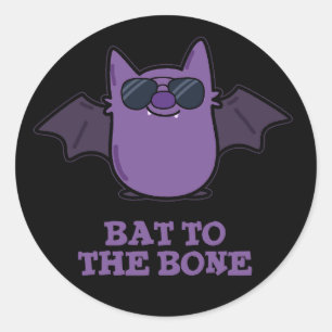 Sticker Rond Bat À L'Os Drôle Animal Pun Dark BG