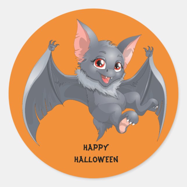 Sticker Rond Bat animé mignonne (Devant)