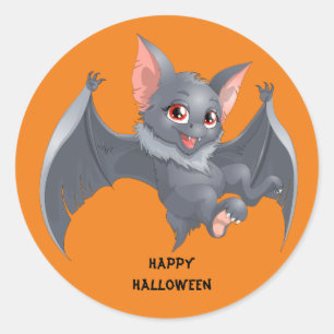 Sticker Rond Bat animé mignonne