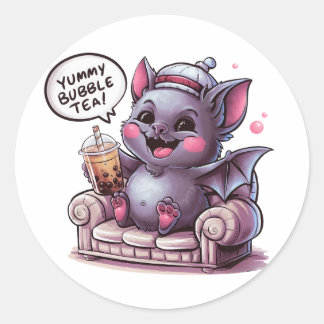 Sticker Rond Bat de dessin adorable : Cosy, Kawaii Vibes