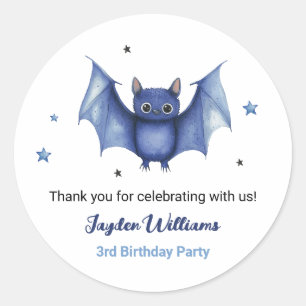Sticker Rond Bat Halloween Enfants 3e anniversaire Merci de fêt