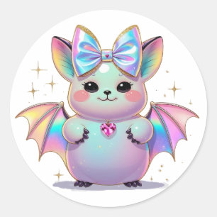 Sticker Rond Bat Iridescente mignonne