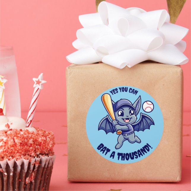 Sticker Rond Bat mignonne Oui Vous pouvez Bat Mille (Fête)