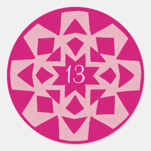 Sticker Rond Bat mitzvah de flocons de neige rose