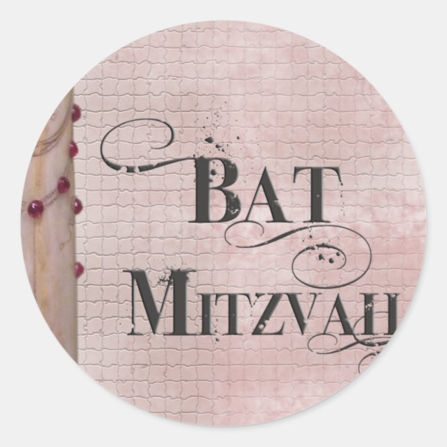 Sticker Rond Bat mitzvah design en marbre (Devant)