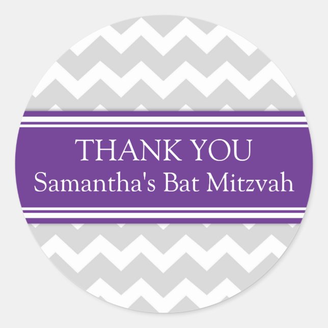 Sticker Rond Bat mitzvah Merci Personnalisé Nom Favoriser Tags  (Devant)