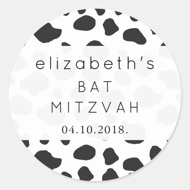 Sticker Rond Bat mitzvah - Poster de animal, Impression de vach (Devant)