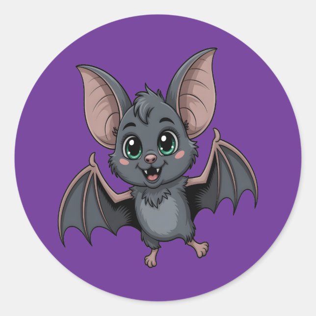 Sticker Rond Bat Pastel Goth adorable aux yeux verts (Devant)
