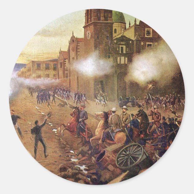 Sticker Rond Bataille de l'histoire mexicaine de Puebla (Devant)