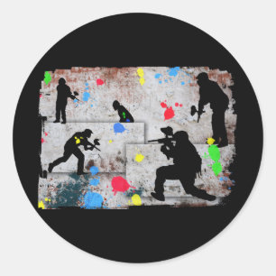 Sticker Rond Bataille de Peinture
