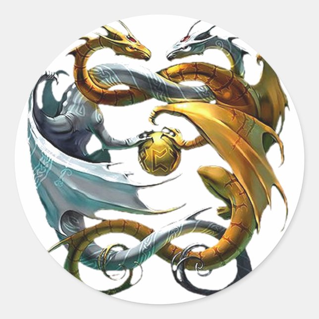 Sticker Rond Bataille Dragons (Devant)