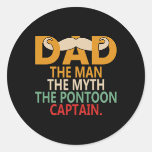 Sticker Rond Bateau à moteur Capitaine Papa Voilier Pontoon Voi