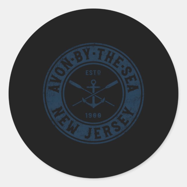 Sticker Rond Bateau Avon-By-The Sea New Jersey Nj Ancre Oars (Devant)