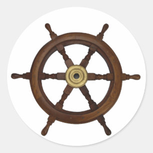 Sticker Rond Bateau, bateau, vieux volant en chêne