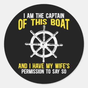 Sticker Rond Bateau Capitaine de voile Skipper Humour de bateau