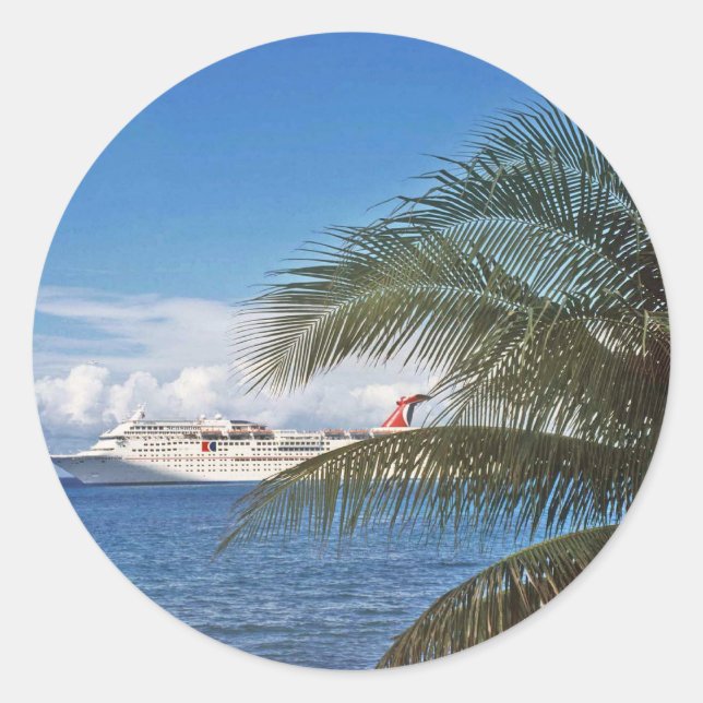 Sticker Rond Bateau de croisière de carnaval accouplé à l'île (Devant)
