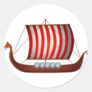 Sticker Rond Bateau de Viking