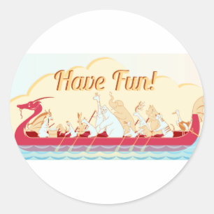 Sticker Rond Bateau Dragon - Dragon Feu - Amusez-Vous