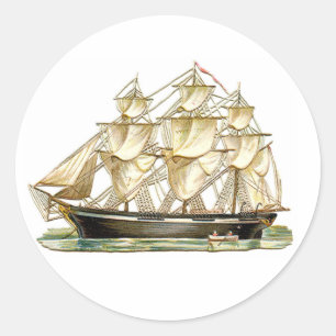 Sticker Rond Bateau grand classique
