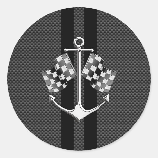 Sticker Rond Bateau nautique en fibre de carbone (Devant)