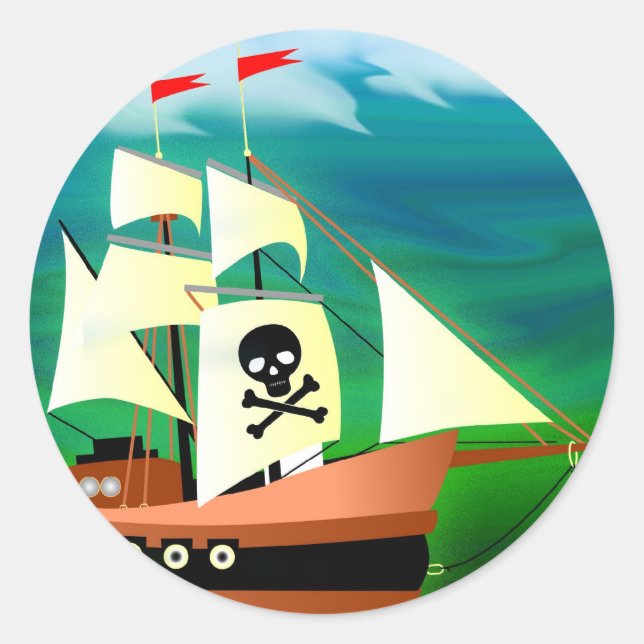 Sticker Rond Bateau pirate (Devant)