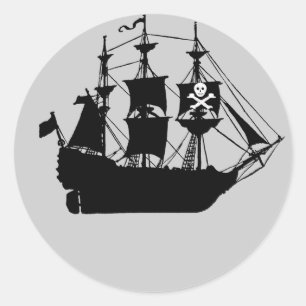 Sticker Rond Bateau Pirate à thème Anniversaire fête en faveur
