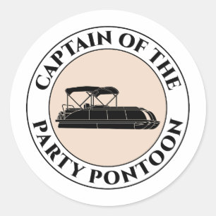 Sticker Rond Bateau Pontoon Capitaine Pontooning Pêche