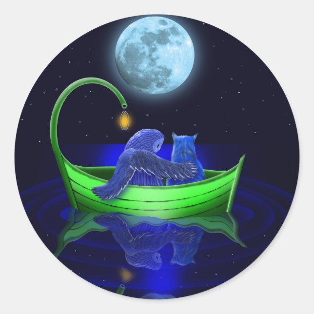 Sticker Rond bateau vert pois (Devant)