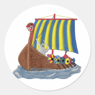 Sticker Rond Bateau viking suédois