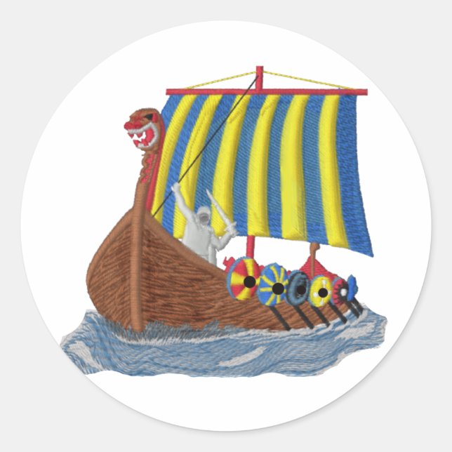 Sticker Rond Bateau viking suédois (Devant)