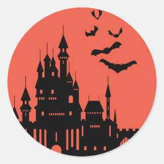 Sticker Rond Bateaux et Château Noir et Orange