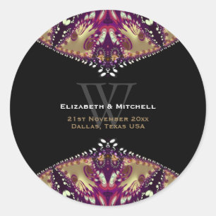 Sticker Rond Batik Moderne Violet Or