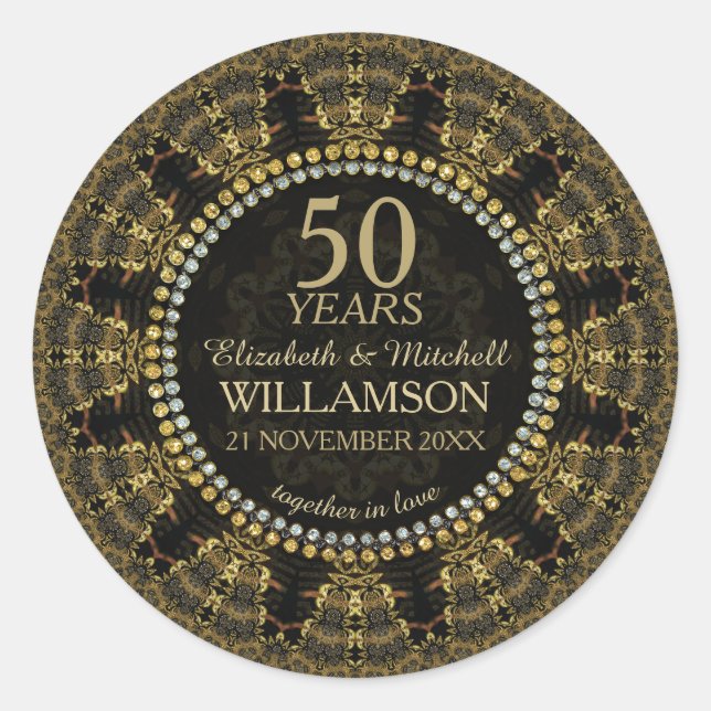 Sticker Rond Batik Sunshine Gold Anniversaire  (Devant)