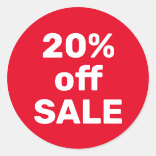 STICKER ROND BÂTIMENT DE VENTE 20% DE BLANC ROUGE MODÈLE