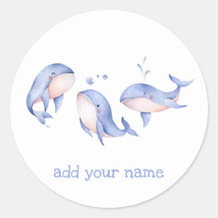 STICKER ROND BÂTIMENT POUR ENFANTS : TROIS BALEINES