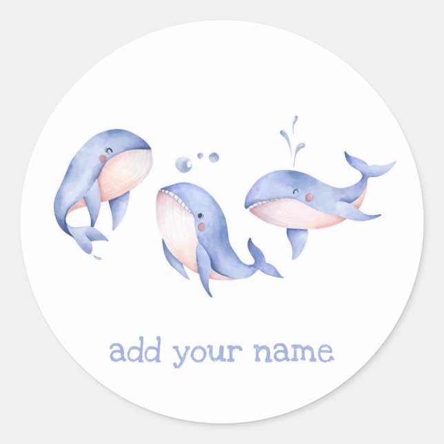 STICKER ROND BÂTIMENT POUR ENFANTS : TROIS BALEINES (Devant)