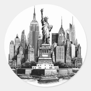Sticker Rond Bâtiments de New York City Architecture art