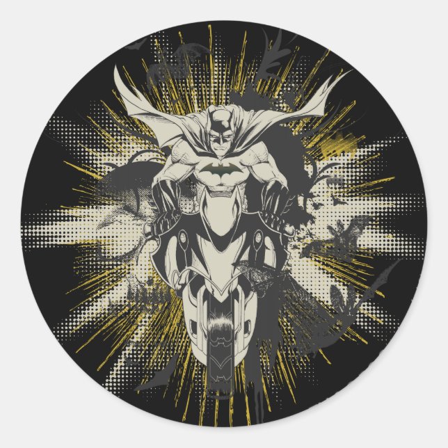 Sticker Rond Batman à vélo (Devant)