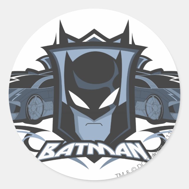 Sticker Rond Batman avec Batmobile (Devant)