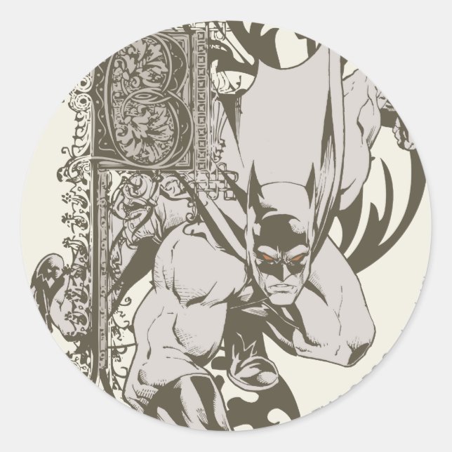 Sticker Rond Batman et lettre décorée B (Devant)