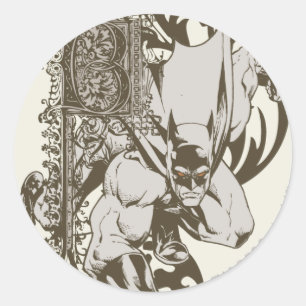 Sticker Rond Batman et lettre décorée B