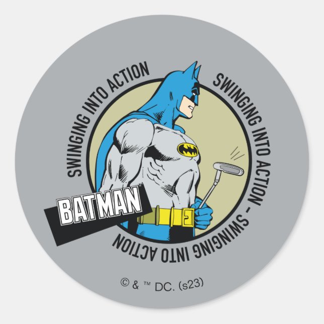 Sticker Rond Batman Golfing - Passage En Action (Devant)