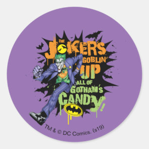 Sticker Rond Batman   Joker's Goblin' Up All of Gotham's Candy