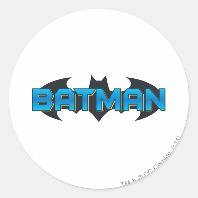 Sticker Rond Batman | Logo de nom bleu (Devant)