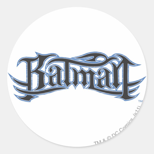 Sticker Rond Batman | Logo des lettres noires bleues (Devant)