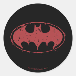 Sticker Rond Batman Logo Oozing Red Bat