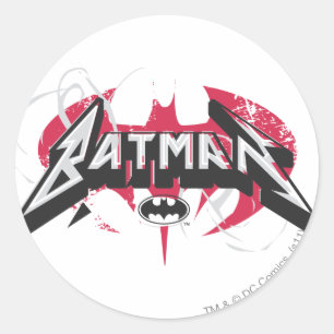 Sticker Rond Batman   Logo rouge et noir