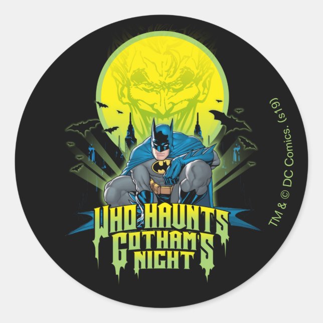 Sticker Rond Batman | Qui Hante La Nuit Gothams (Devant)